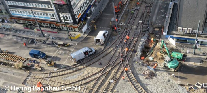 Stadt - und Straßenbahnen - Gleiseckverbindung Berliner Allee / Graf-Adolf-Str.