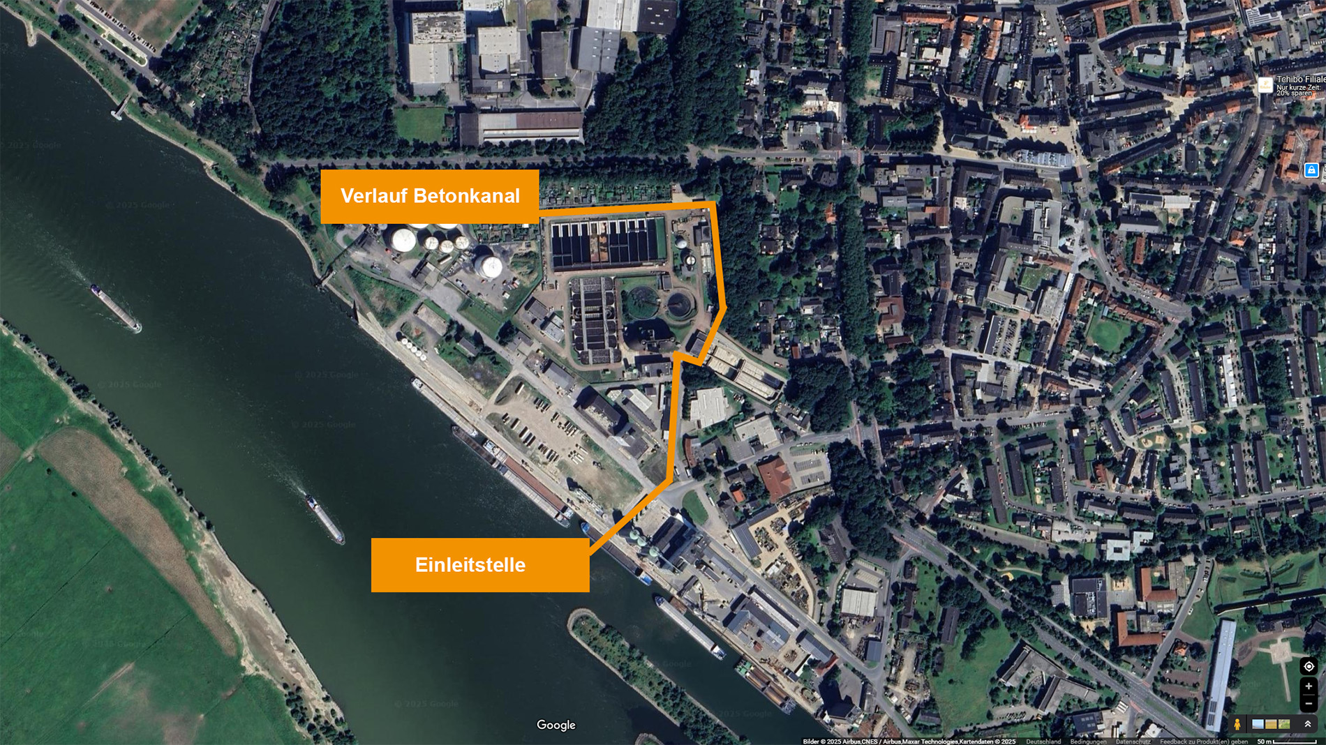 Einleitstelle und betonkanal
