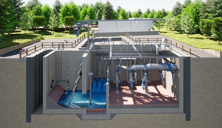 Pumpwerk 01 neubau reinwasserpumpwerk umbau mischwasserpumpwerk handbach